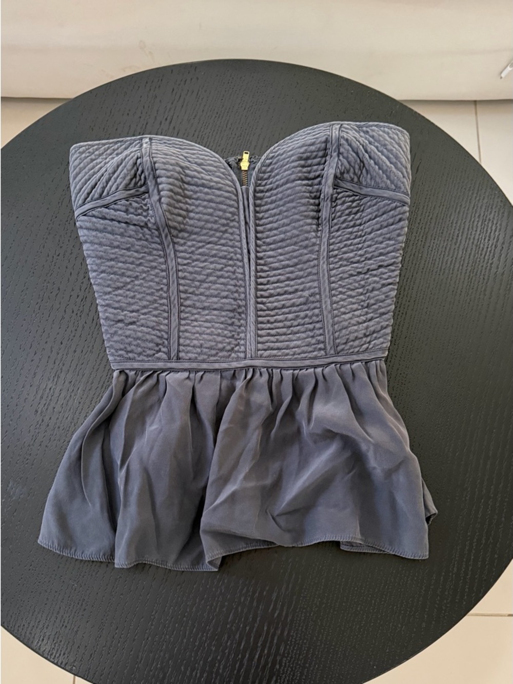 Parker Quilted Strapless Bustier Top - Gray